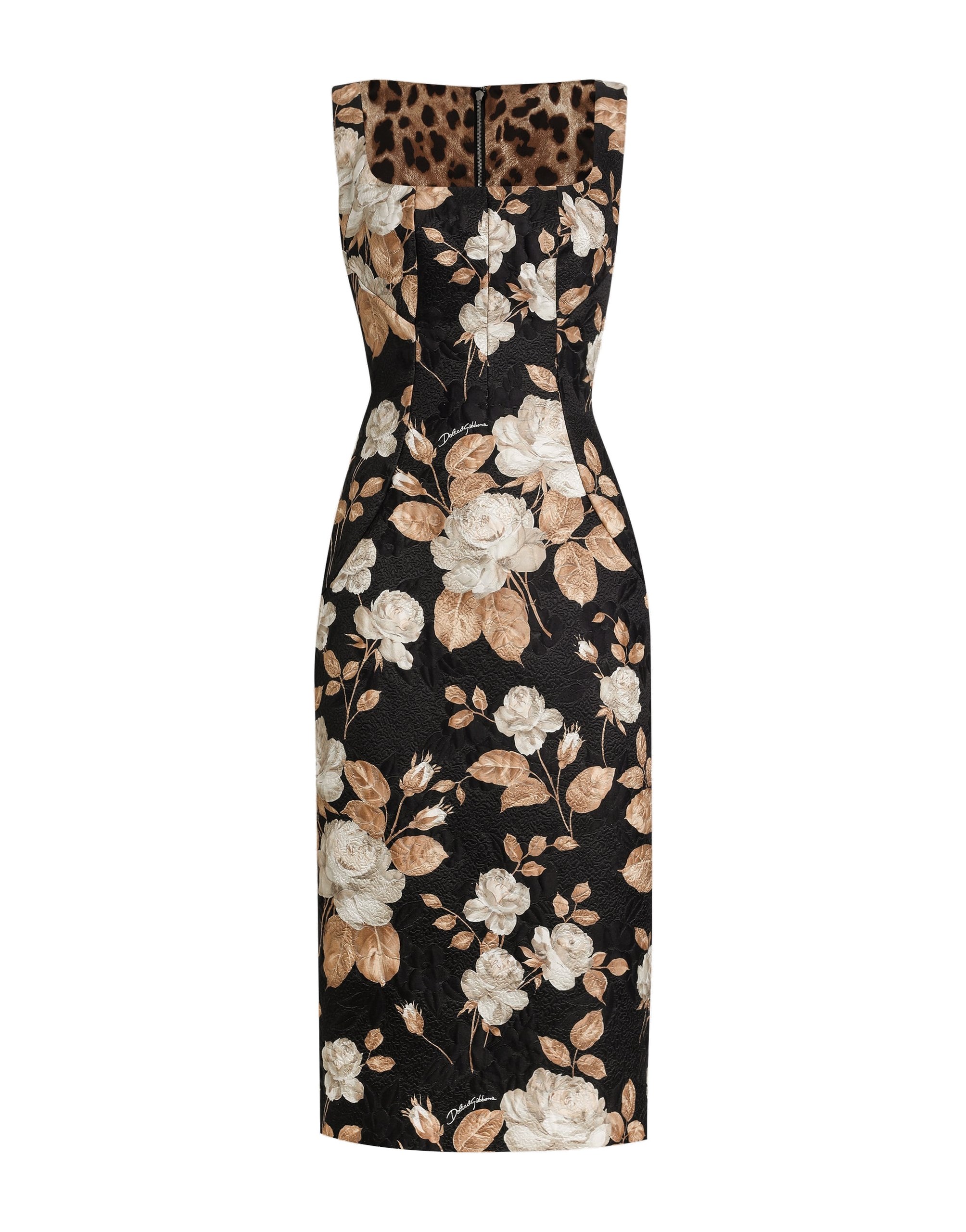 Dolce & Gabbana Rose-print brocade dress