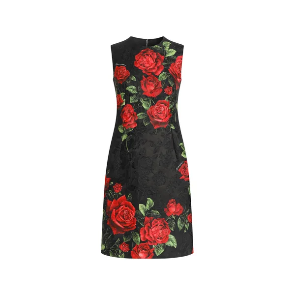 Dolce & Gabbana Rose-print brocade dress