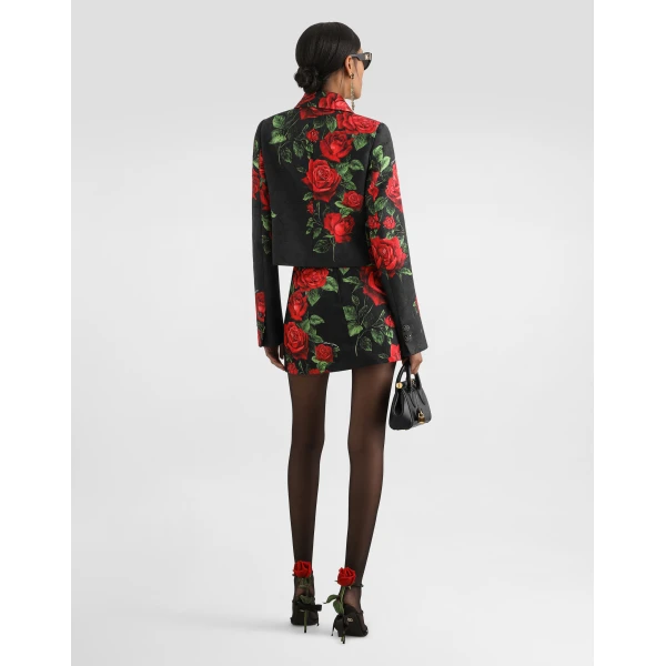 Dolce & Gabbana Rose-print brocade jacket with jewel buttons, view 3