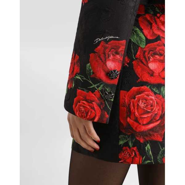 Dolce & Gabbana Rose-print brocade jacket with jewel buttons, view 5