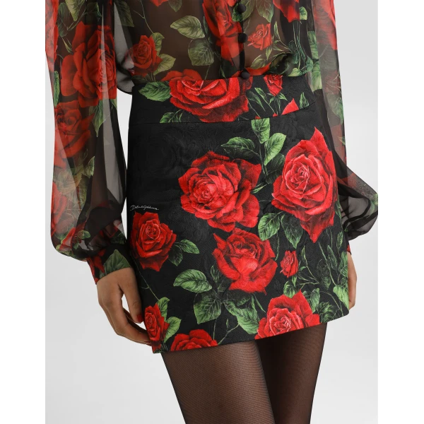 Dolce & Gabbana Rose-print brocade skirt, view 4