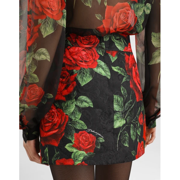 Dolce & Gabbana Rose-print brocade skirt, view 5