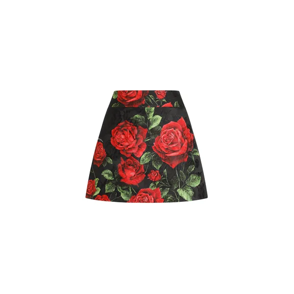 Dolce & Gabbana Rose-print brocade skirt