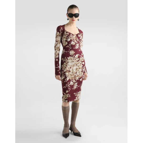 Dolce & Gabbana Rose-print charmeuse dress, view 2