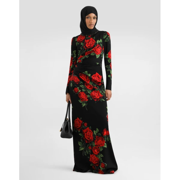 Dolce & Gabbana Rose-print charmeuse dress, view 2