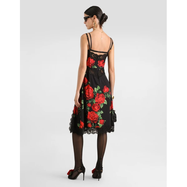 Dolce & Gabbana Rose-print charmeuse dress, view 3