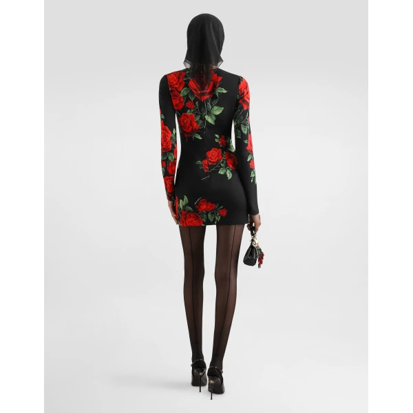 Dolce & Gabbana Rose-print charmeuse dress, view 3