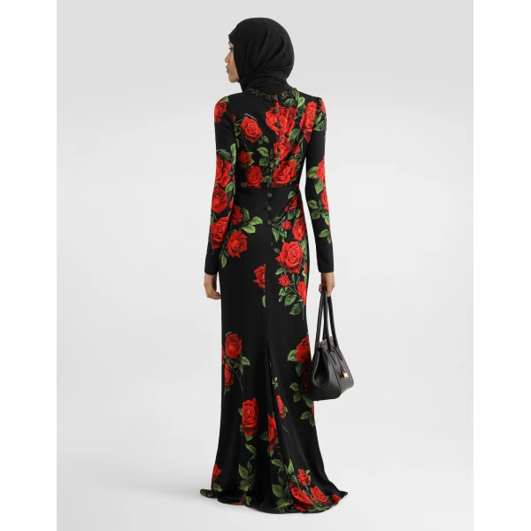 Dolce & Gabbana Rose-print charmeuse dress, view 3