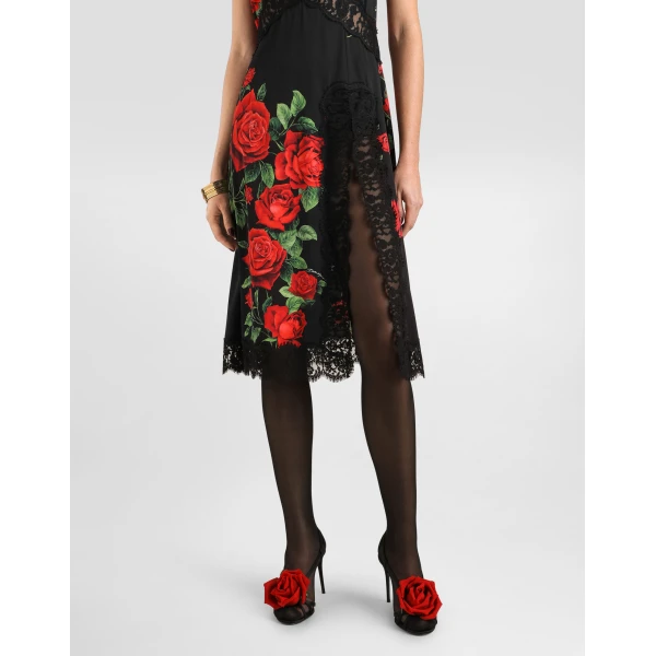 Dolce & Gabbana Rose-print charmeuse dress, view 4
