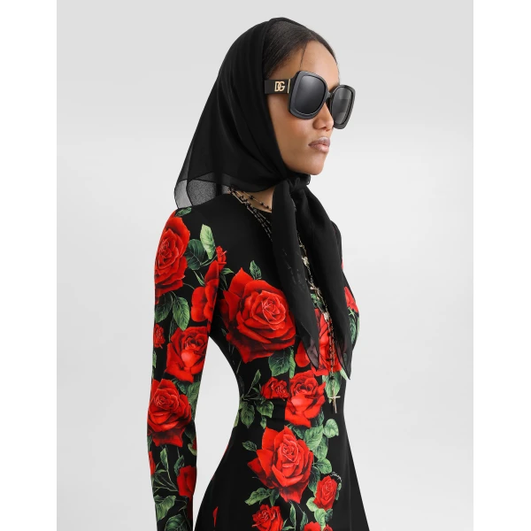 Dolce & Gabbana Rose-print charmeuse dress, view 4