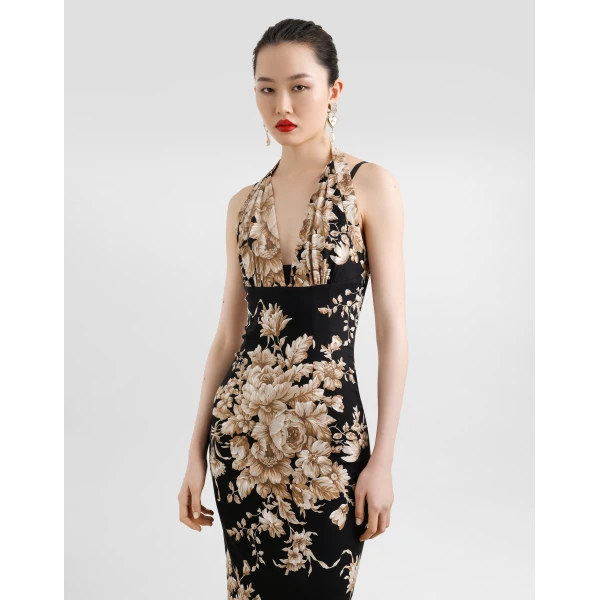 Dolce & Gabbana Rose-print charmeuse dress, view 4
