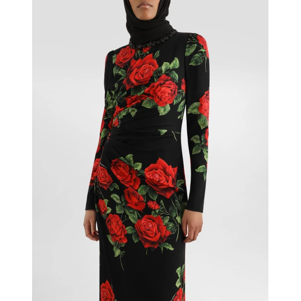 Dolce & Gabbana Rose-print charmeuse dress, view 4