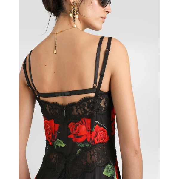 Dolce & Gabbana Rose-print charmeuse dress, view 5
