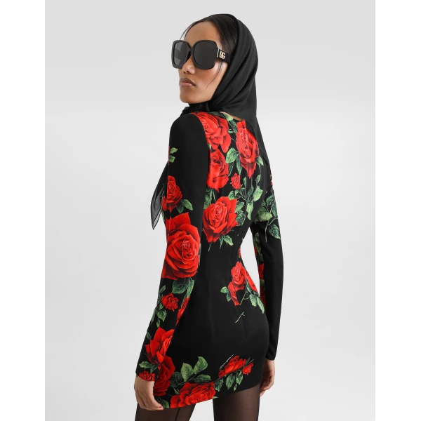 Dolce & Gabbana Rose-print charmeuse dress, view 5