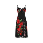 Dolce & Gabbana Rose-print charmeuse dress