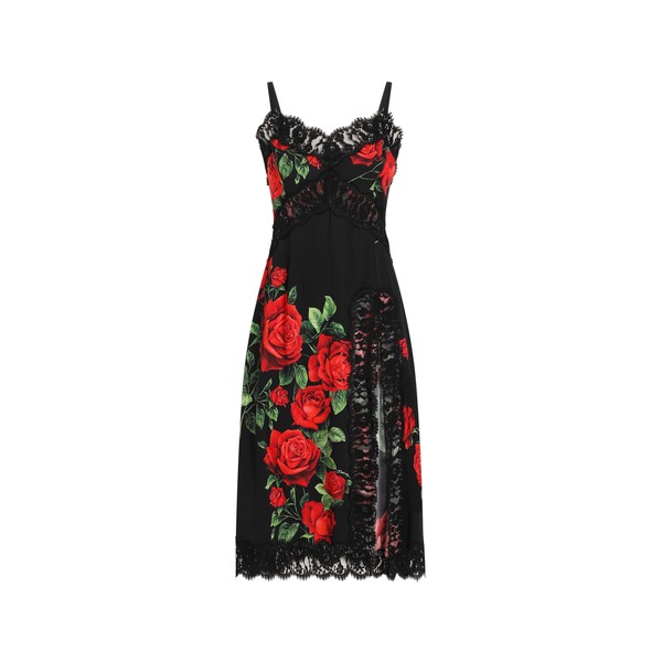 Dolce & Gabbana Rose-print charmeuse dress