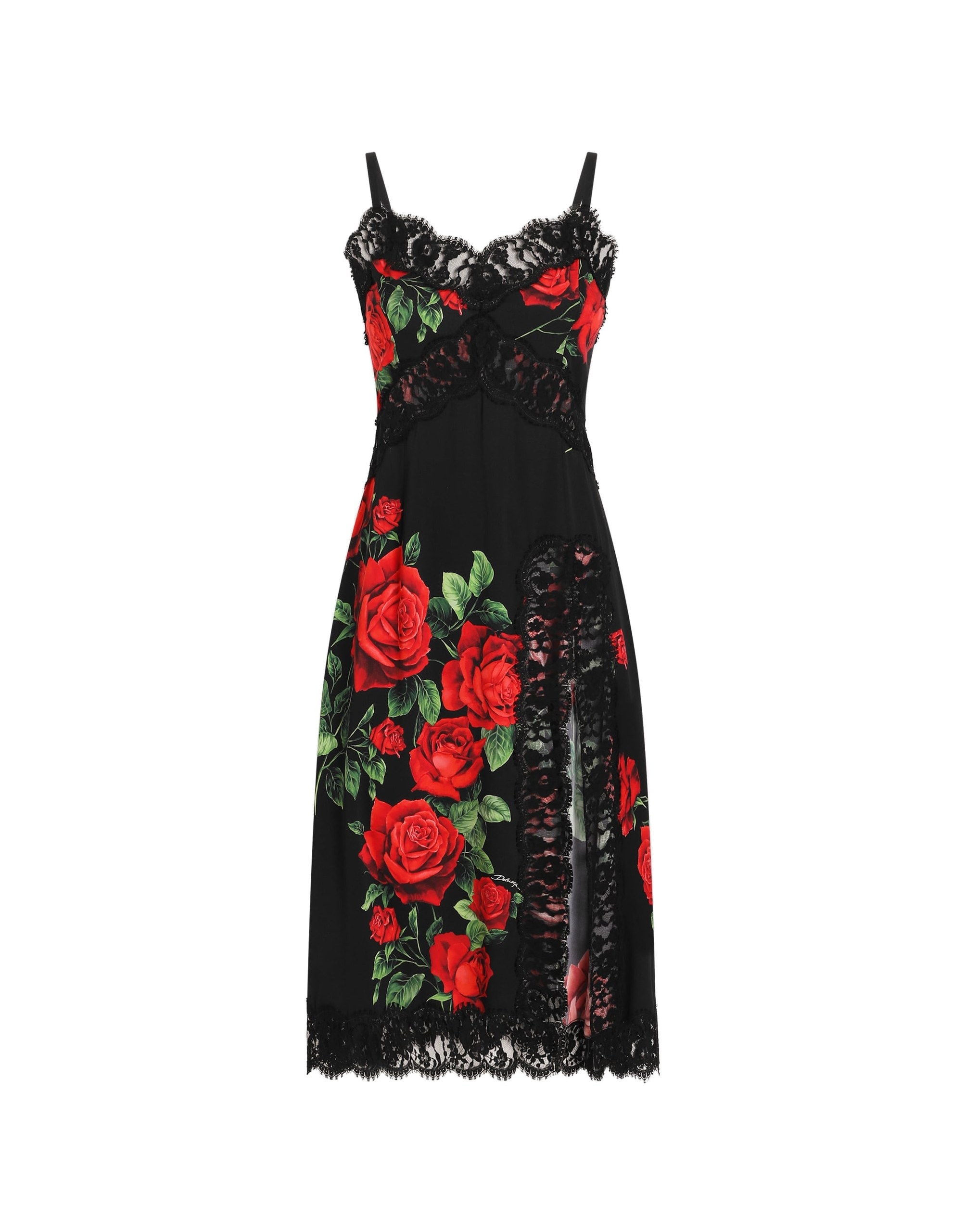 Dolce & Gabbana Rose-print charmeuse dress