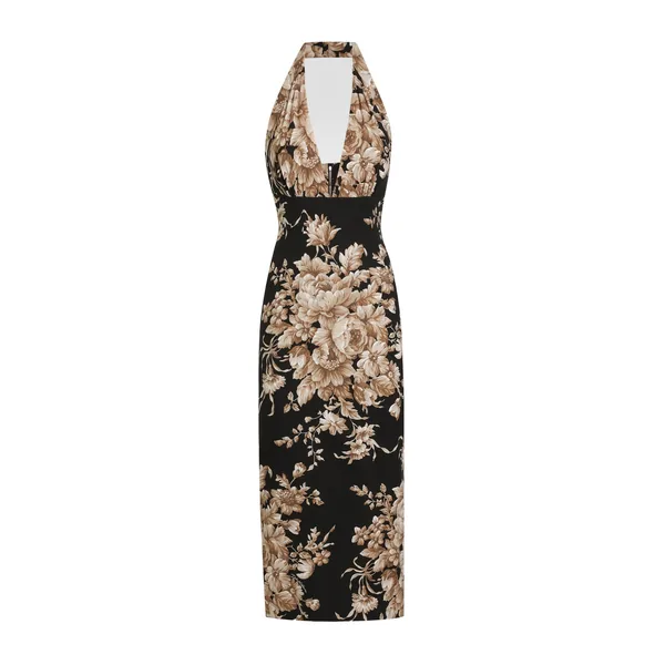 Dolce & Gabbana Rose-print charmeuse dress