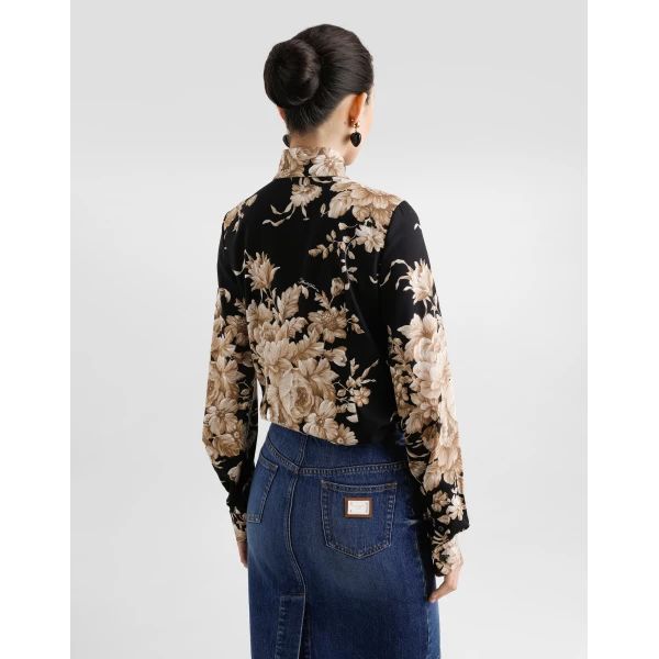 Dolce & Gabbana Rose-print charmeuse shirt, view 5