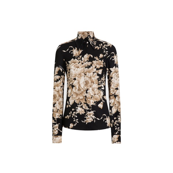 Dolce & Gabbana Rose-print charmeuse shirt