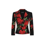 Dolce & Gabbana Rose-print charmeuse single-breasted jacket