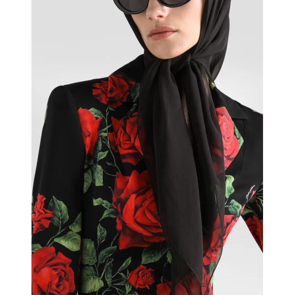 Dolce & Gabbana Rose-print charmeuse single-breasted jacket, view 4