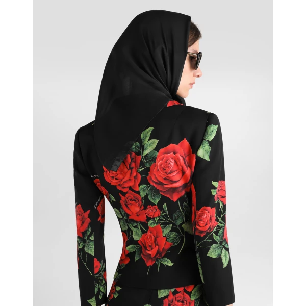 Dolce & Gabbana Rose-print charmeuse single-breasted jacket, view 5