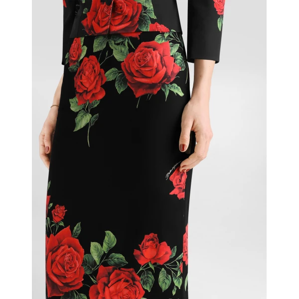 Dolce & Gabbana Rose-print charmeuse skirt, view 4