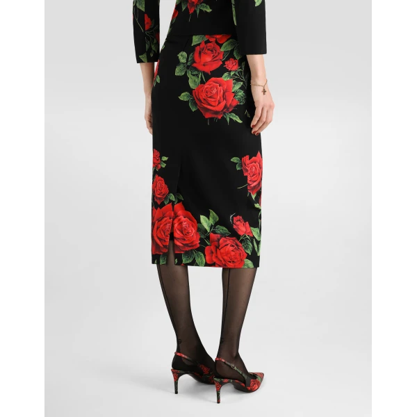 Dolce & Gabbana Rose-print charmeuse skirt, view 5