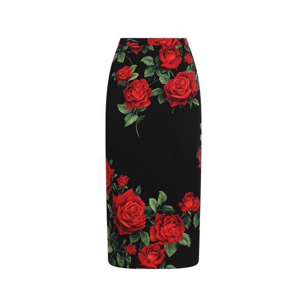 Dolce & Gabbana Rose-print charmeuse skirt