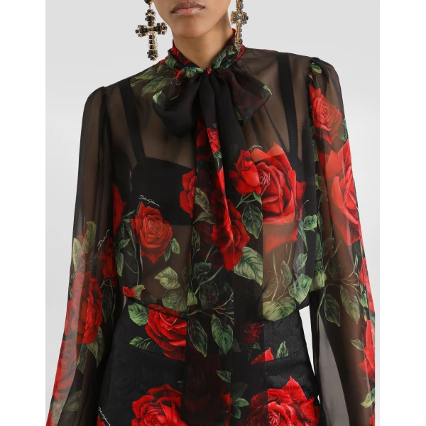 Dolce & Gabbana Rose-print chiffon blouse, view 4