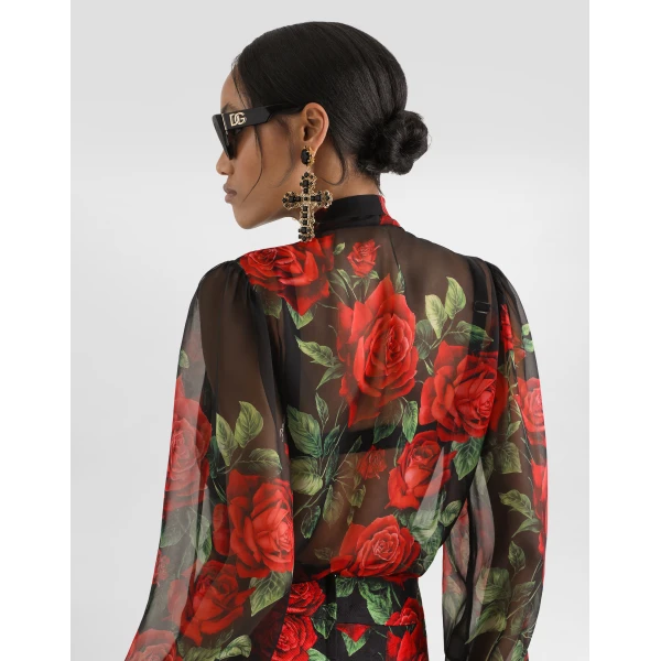 Dolce & Gabbana Rose-print chiffon blouse, view 5