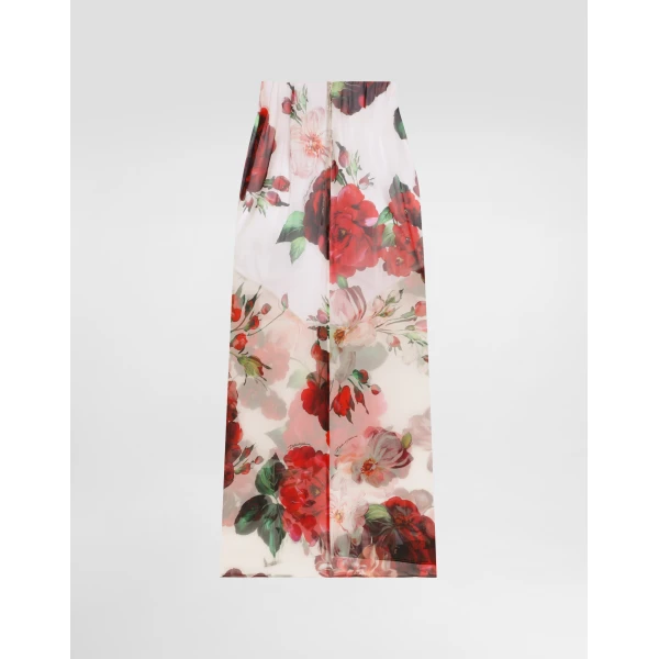 Dolce & Gabbana Rose-print chiffon calf-length skirt, view 5