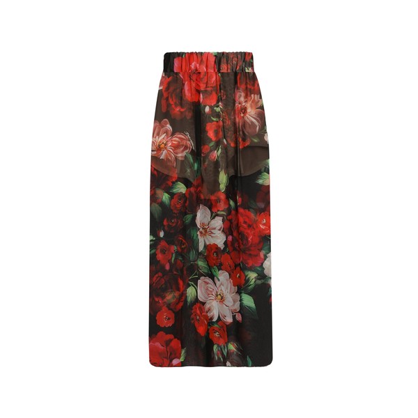 Dolce & Gabbana Rose-print chiffon calf-length skirt