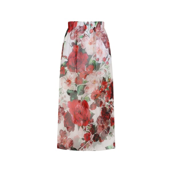 Dolce & Gabbana Rose-print chiffon calf-length skirt