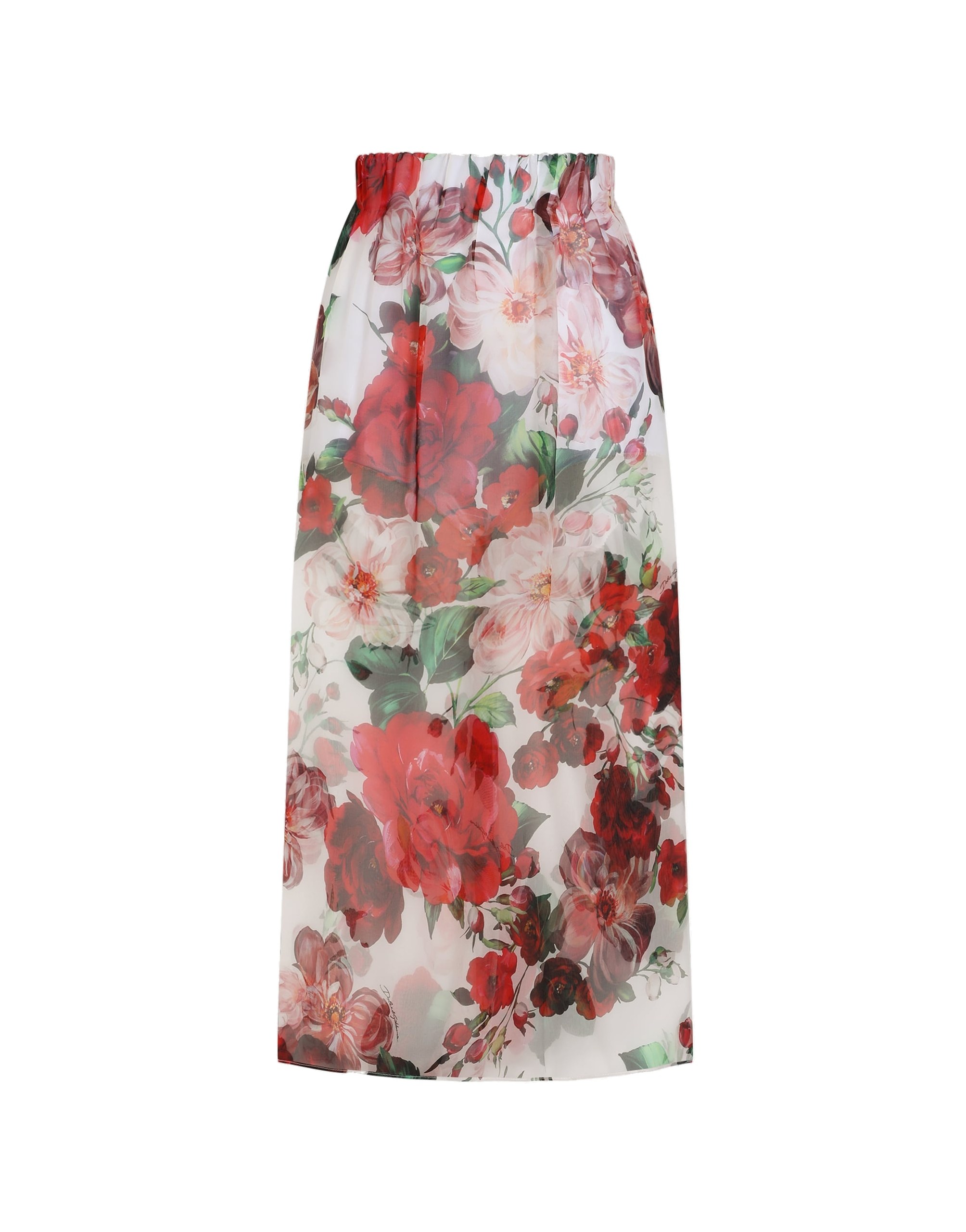 Dolce & Gabbana Rose-print chiffon calf-length skirt