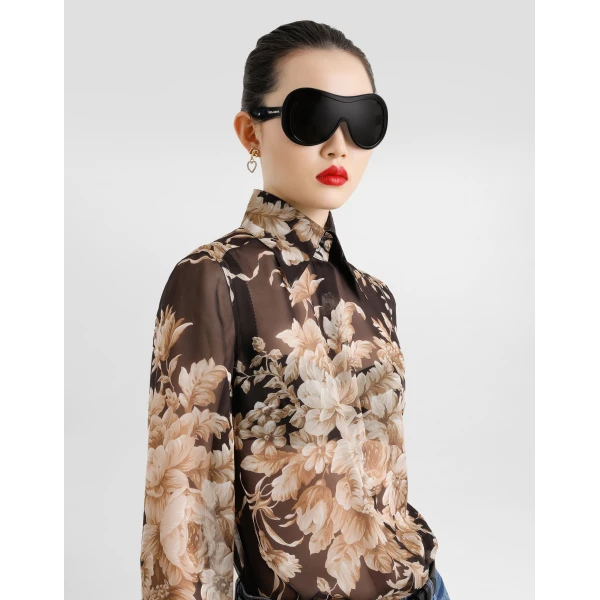 Dolce & Gabbana Rose-print chiffon shirt, view 4