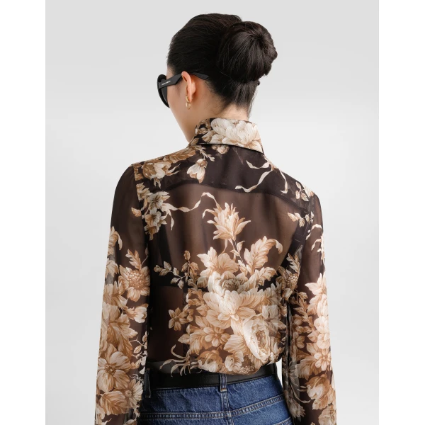 Dolce & Gabbana Rose-print chiffon shirt, view 5