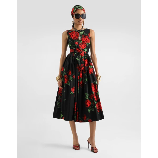 Dolce & Gabbana Rose-print poplin dress, view 2
