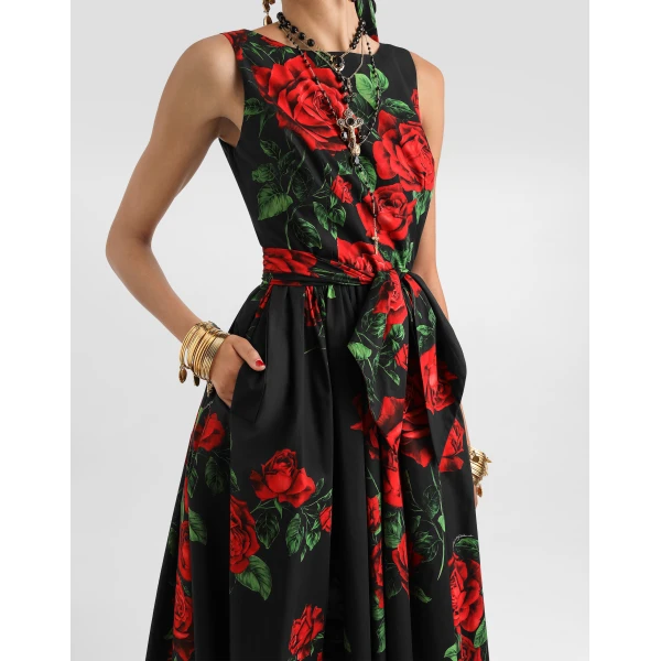 Dolce & Gabbana Rose-print poplin dress, view 4
