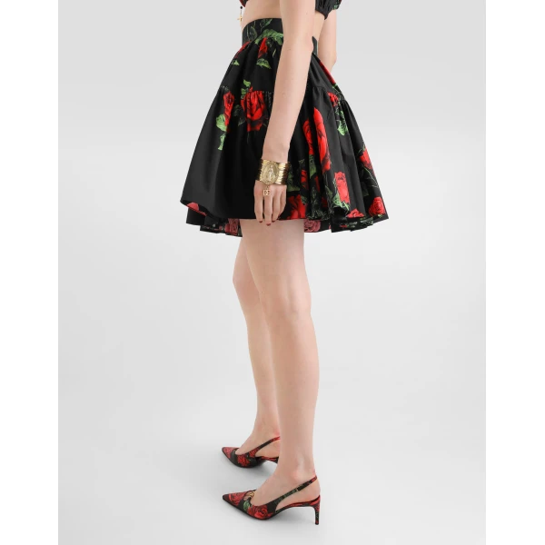 Dolce & Gabbana Rose-print poplin skirt, view 5