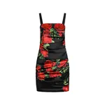 Dolce & Gabbana Rose-print satin dress