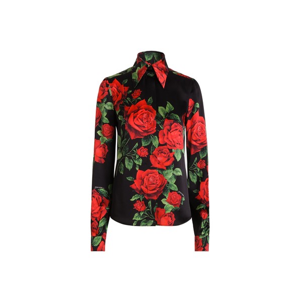 Dolce & Gabbana Rose-print satin shirt