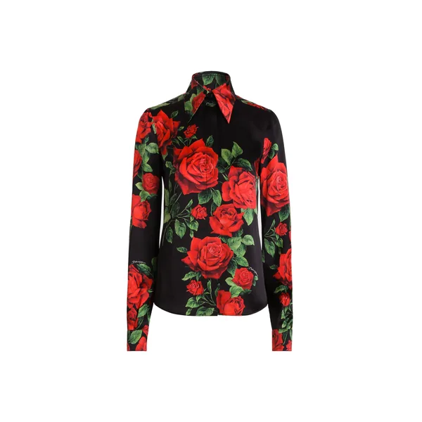 Dolce & Gabbana Rose-print satin shirt