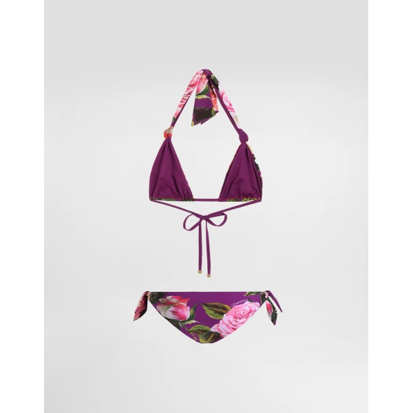 Dolce & Gabbana Rose-print triangle bikini, view 3