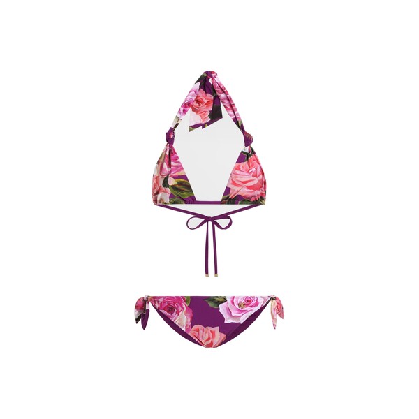 Dolce & Gabbana Rose-print triangle bikini