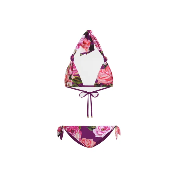 Dolce & Gabbana Rose-print triangle bikini