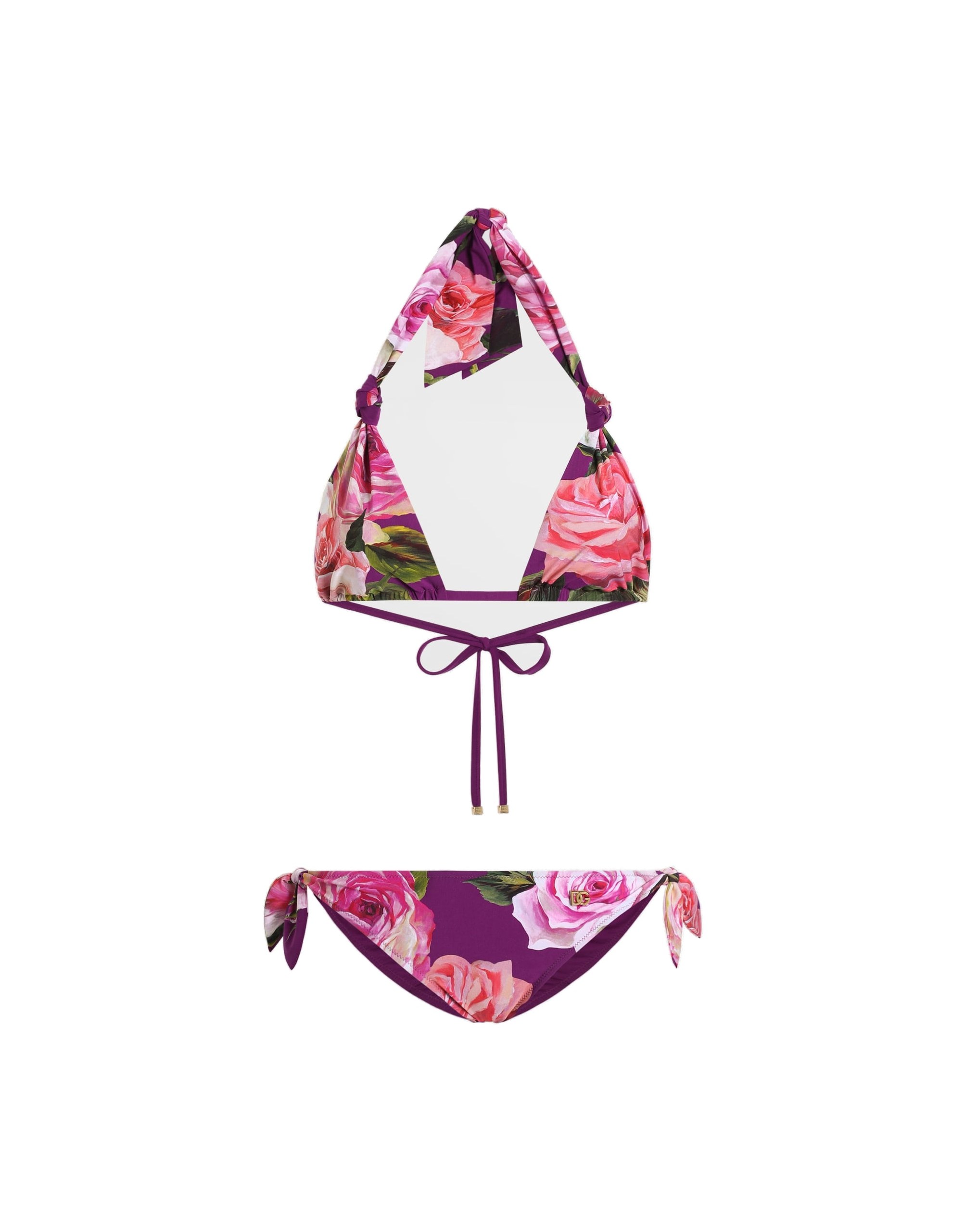 Dolce & Gabbana Rose-print triangle bikini