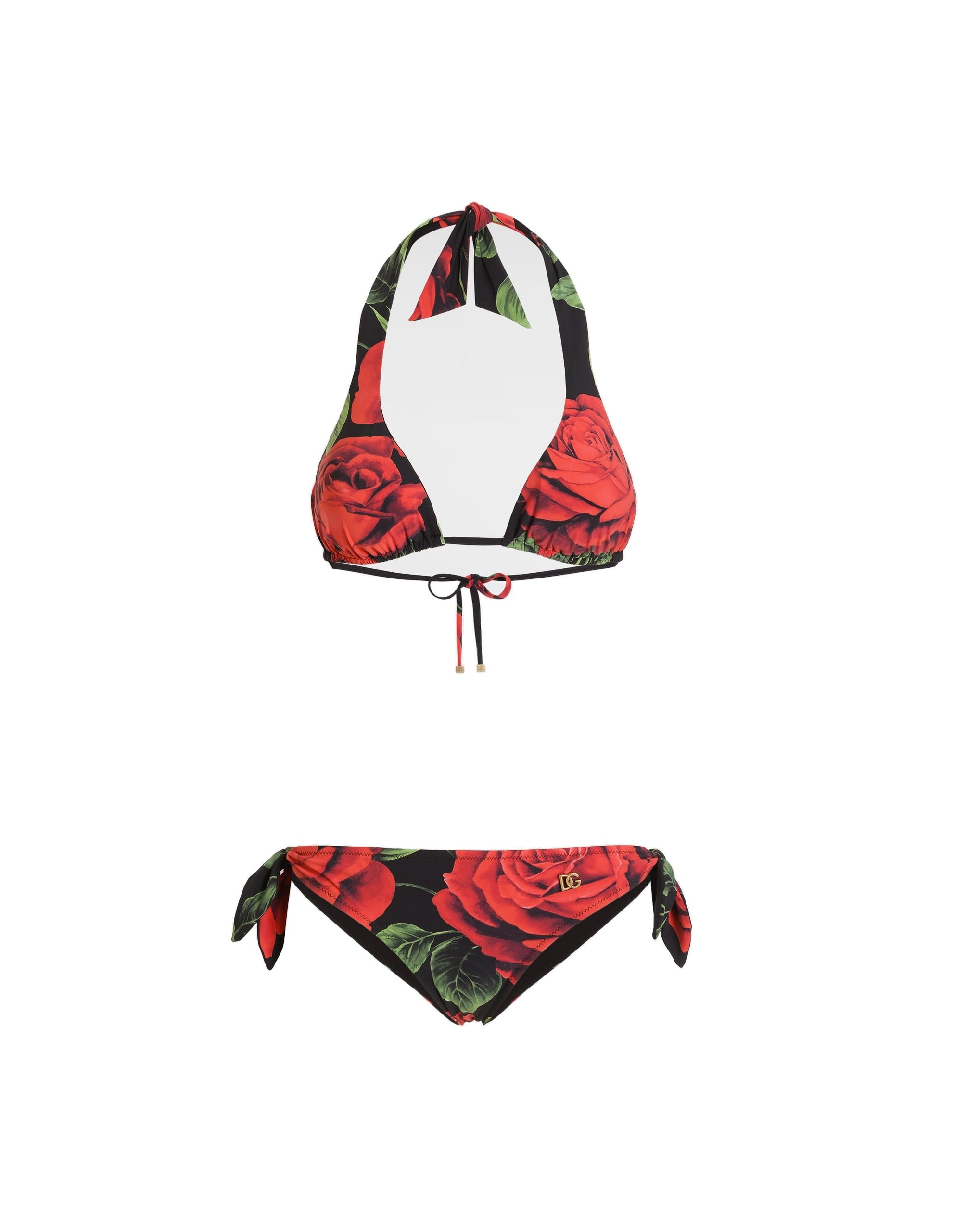 Dolce & Gabbana Rose-print triangle bikini