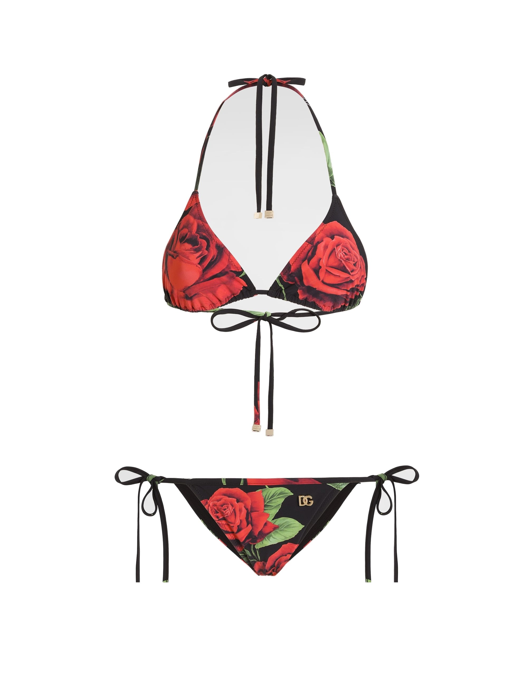 Dolce & Gabbana Rose-print triangle bikini